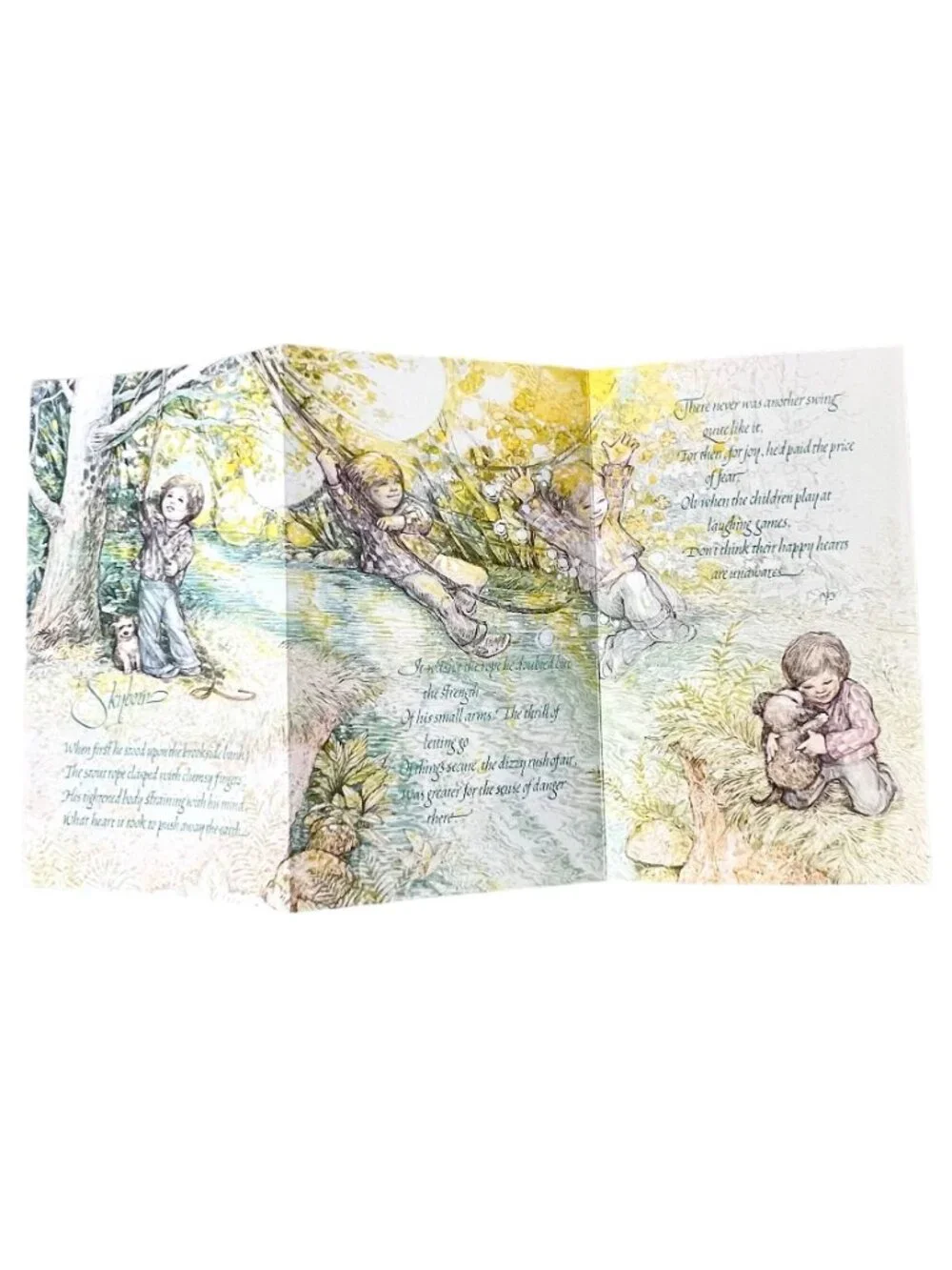 Vintage 1978 Current Inc Keepsake Greetings Tri-Fold Card Set of 4 Nature Theme